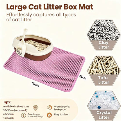 Double Layer Non-Slip Cat Litter Mat - Wear-Resistant, Waterproof Filter for Large Litter Boxes
