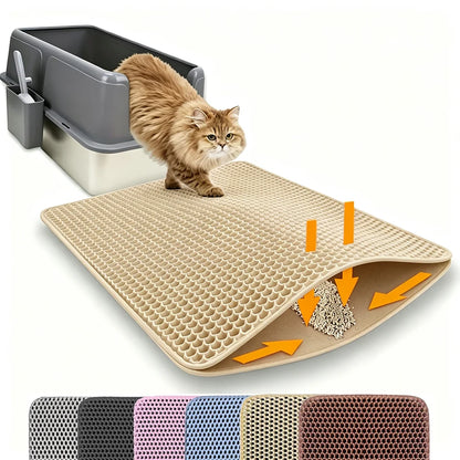 Double Layer Non-Slip Cat Litter Mat - Wear-Resistant, Waterproof Filter for Large Litter Boxes