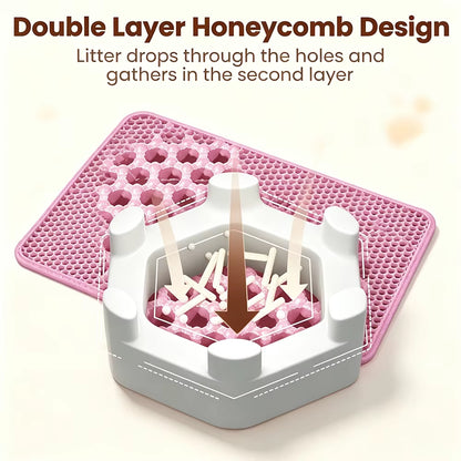 Double Layer Non-Slip Cat Litter Mat - Wear-Resistant, Waterproof Filter for Large Litter Boxes