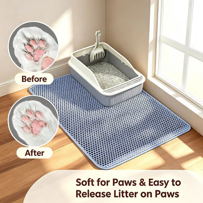 Double Layer Non-Slip Cat Litter Mat - Wear-Resistant, Waterproof Filter for Large Litter Boxes