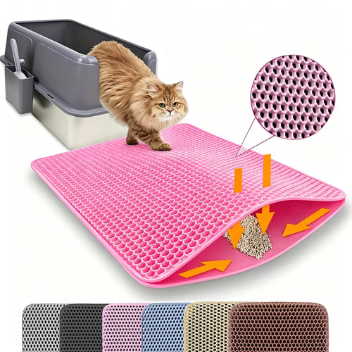 Double Layer Non-Slip Cat Litter Mat - Wear-Resistant, Waterproof Filter for Large Litter Boxes