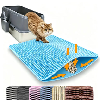 Double Layer Non-Slip Cat Litter Mat - Wear-Resistant, Waterproof Filter for Large Litter Boxes