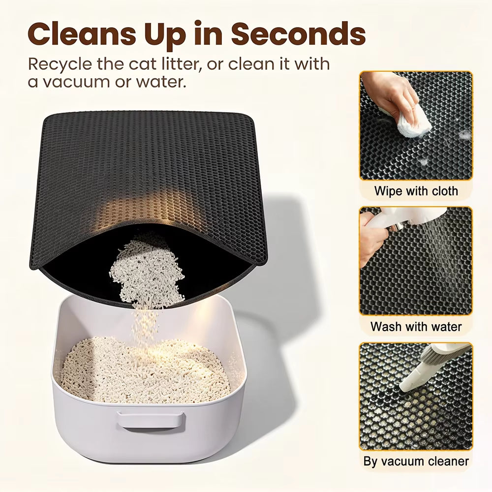 Double Layer Non-Slip Cat Litter Mat - Wear-Resistant, Waterproof Filter for Large Litter Boxes
