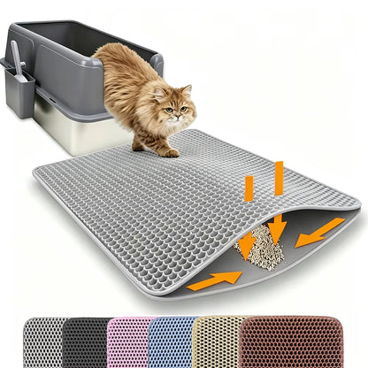 Double Layer Non-Slip Cat Litter Mat - Wear-Resistant, Waterproof Filter for Large Litter Boxes