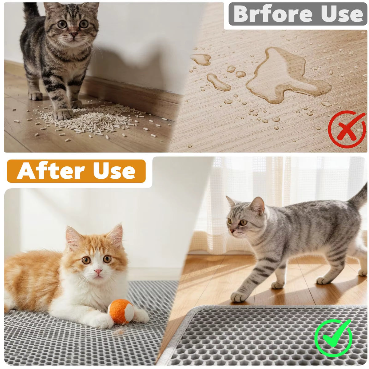 Double Layer Non-Slip Cat Litter Mat - Wear-Resistant, Waterproof Filter for Large Litter Boxes