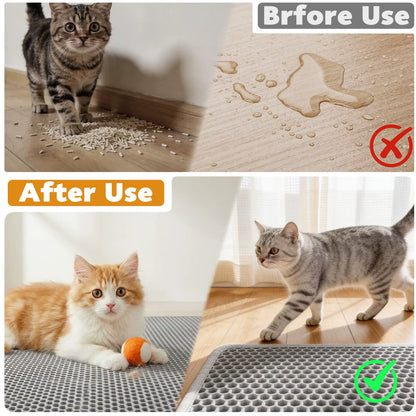 Double Layer Non-Slip Cat Litter Mat - Wear-Resistant, Waterproof Filter for Large Litter Boxes